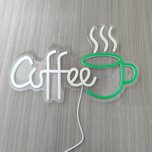 Image of Coffee Bar Sign Wall Decor,LED Coffee Neon Light up Signs for Coffee Station Decor,Coffee Decorations for Coffee Bar Kitchen Decor Accessories,with Dimmable Switch and Hanging Chain,5V USB Powered