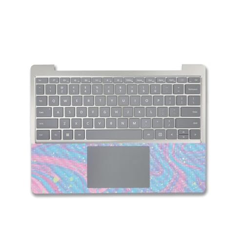 Image of MightySkins Carbon Fiber Skin Compatible with Microsoft Surface Laptop Go 3 (2023) Full Wrap Kit - Cotton Candy Swirl | Protective, Durable Textured Carbon Fiber Finish | Made in The USA