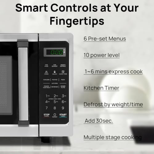 Image of Smad Microwave Countertop Oven, 700W Small Microwaves, 0.7 Cu.Ft Mini Ovens Compact with 10 Power Levels, 6 Cooking Menus for Apartments, Dorm and Small Space Kitchen, Child Lock, Easy Clean, Black