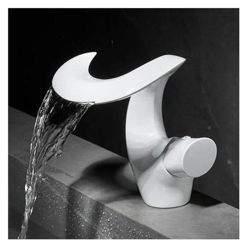 Robinet mitigeur de lavabo cascade de salle de bain noir blanc