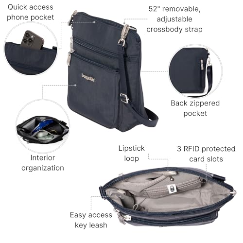 Image of Baggallini Modern Pocket Crossbody Bag for Women, 8.5 inchx8.5 inch Handbag Purse with RFID, Lightweight Water-Resistant