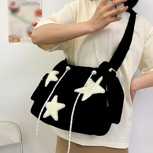 Star Bag, Large Capacity Corduroy Drawstring Star Purse, Aesthetic Cute Tote Bag for School Travel Work2