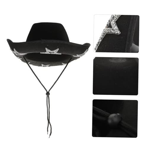 Chapeau de cowboy pour fête à motif étoile, l'accessoire chic pour look festival et soirée