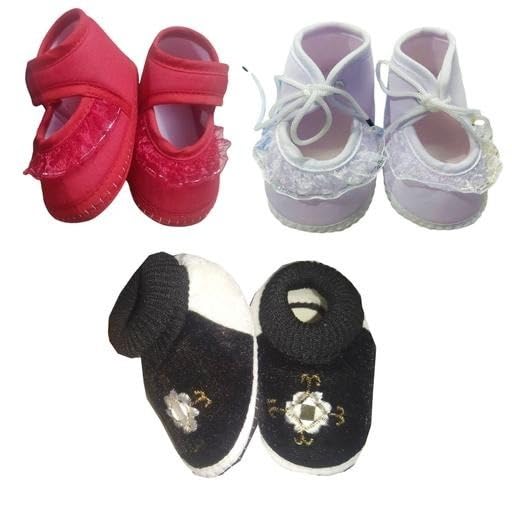 Suman Trader Baby Shoes & Sandals | Soft Cotton Booties with Anti Slip EVA Sole First Walking Shoes for Kids Red-White-Black 9-12 Months-image-21