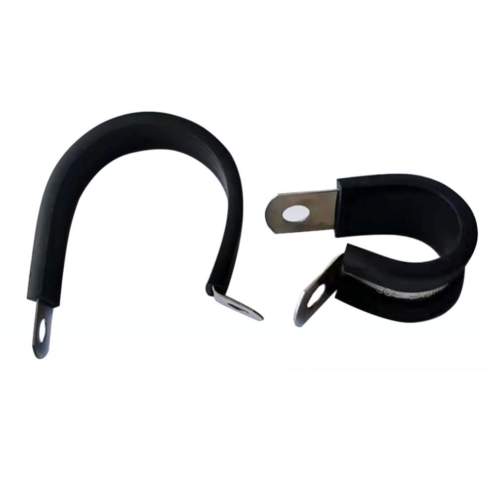 Rubber Lined P Clips, Stainless Steel Rubber Lined P Hose Pipe Clamp 12-20mm for Securing Pipes Wire Harnesses(20mm)