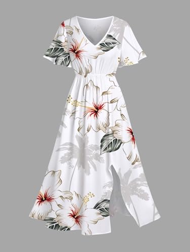 Image of Matchable Couple Hawaiian Sea Beach Starfish Turtle Shell Print Shirt or Plus Size Midi Split A Line Dress