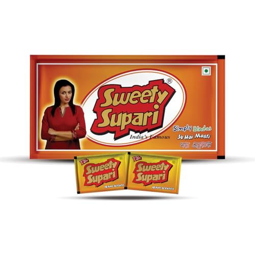 Image of Sweety Supari Kesar Scented | Premium Saffron Flavoured Betel Nut Mouth Freshener | Meethi Supari | Pack of 35 Sachets