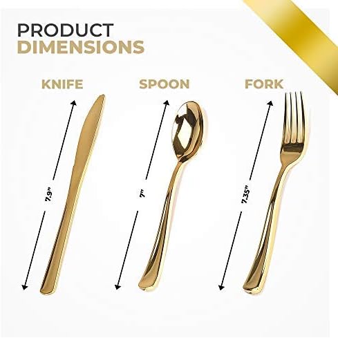 Miniatura 8 de Stock Your Home 125 cuchillos desechables de plástico resistente, cubiertos de plástico elegantes que parecen cubiertos reales, utensilios perfectos