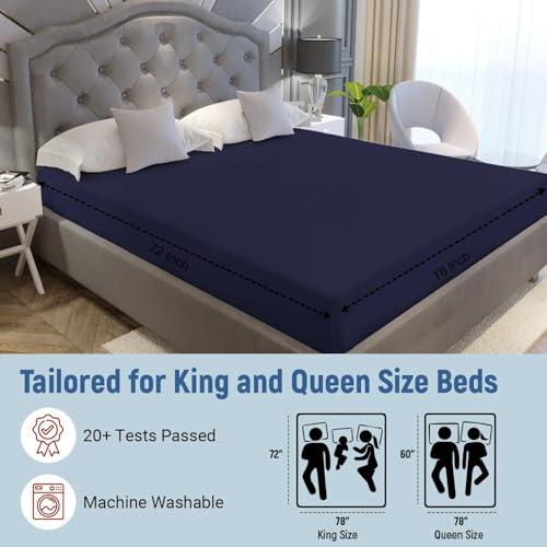 Image of La Verne 100% Waterproof Premium Cotton Feel Mattress Protector Queen Size 78 x 60 Inches | Breathable and Hypoallergenic Ultra Soft Fitted Bed Protector Cover