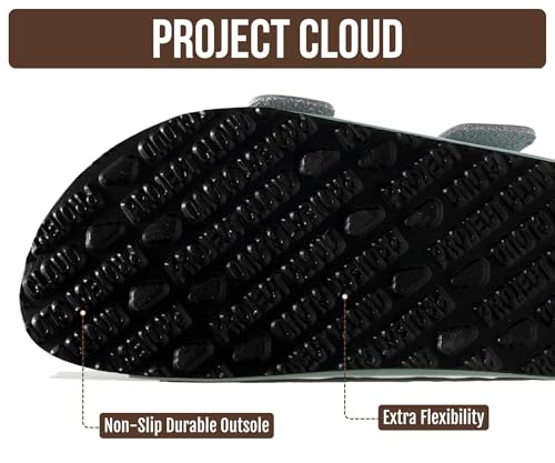 Image of Project Cloud 100% Genuine Leather Footbed Sandals for Women 2026 Comfortable Beach Essentials Womens Sandals Memory Foam Vacation Essentials Slides for Women Footwear (Santorini)