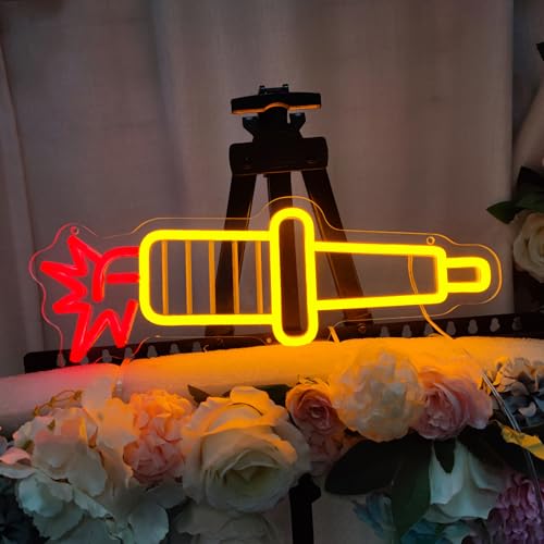 Image of Spark Plugs Neon Signs for Wall Decor, 16.2 * 5.8 Inches Led Lights Sign for Garage Car Stores, Bedroom, Birthday Party Decoration, Christmas, INSNEnN