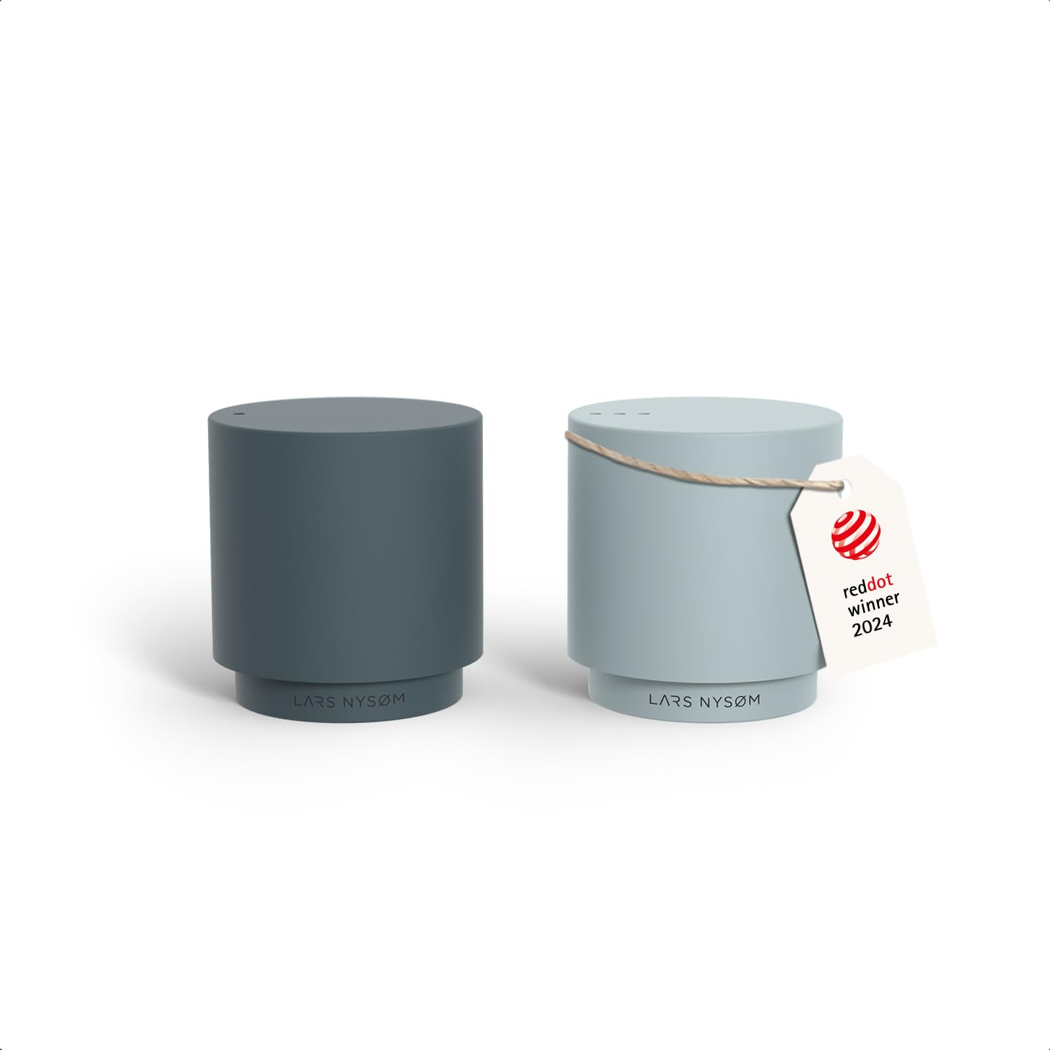 LARS NYSØM Mini Salt and Pepper Shakers Set | Stainless Steel Salt and Pepper Shakers with Modern Minimalist Design, Easy Refill, Small Size (Blue)
