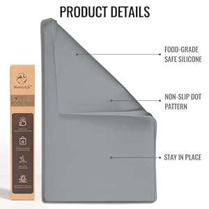   MateeyLife-Dog-Cat-Food-Mat-for-Floors-Waterproof-Nonslip-Dog-Bowl-Mats-for-Food-and-Water-Dog-Feeding-Mats-with-Raised-Edges-Silicone-Dog-Water-Matt-Tray-for-Messy-Drinkers-18x12-Grey