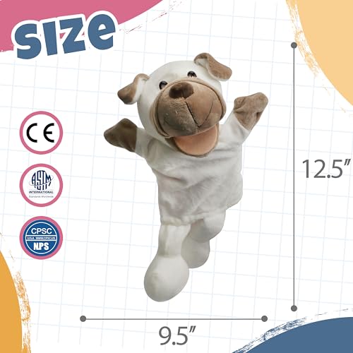 Easfan Puppy Hand Puppet Soft Animal Plush Toy With Movable Mouth Interactive Storytelling Cute Dog Toys Creativity And Imagination Christmas Birthday Gifts For Toddlers Kids,12.5'' thumb #5