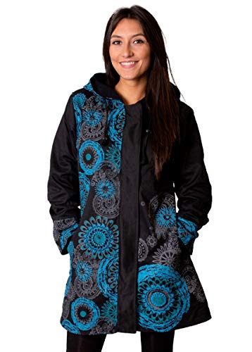 Manteau ethnique LUGANO bleu chaud veste homme avec doublure polaire