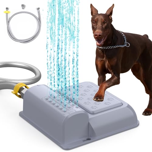 BENTOPAL Dog Water Fountain Step On, Paw Activated Dog Drinking Dispenser, Fresh Water Waterer, GREY