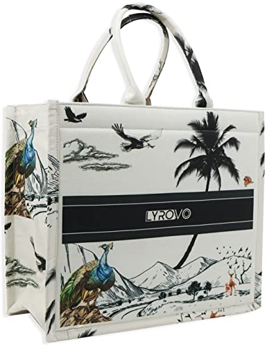 Lyrovo Canvas Tote Bag for Women Purse Handbag