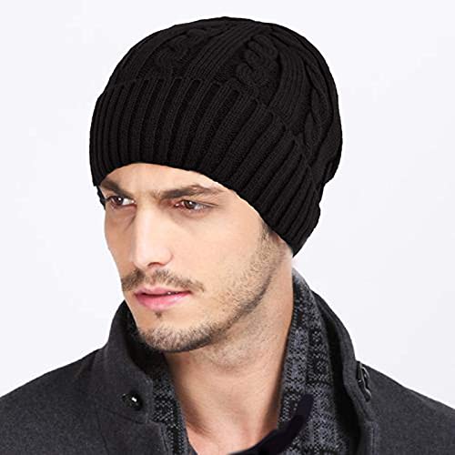 Loritta Winter Hat Warm Knitted Thick Baggy Slouchy Beanie Skull Cap for Men Women Gifts,1 Pack,C-Black