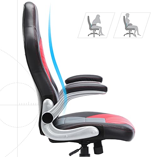 Songmics Obg28Br Gamingstoel, Zwart/Grijs/Blauw - Image 6