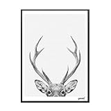 Material: Lienzo impermeable. Yunnuopromi - Lámina de estilo nórdico (minimalista) con dibujo de ciervo para sala de estar o decoración del hogar 20 x 16 inches 21 x 30 cm.