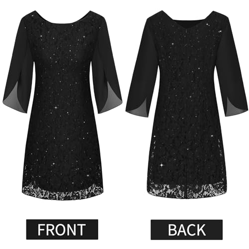 Image of COOAN Wedding Guest Cocktail & Formal Dresses for Women - Lace Sequin Dress