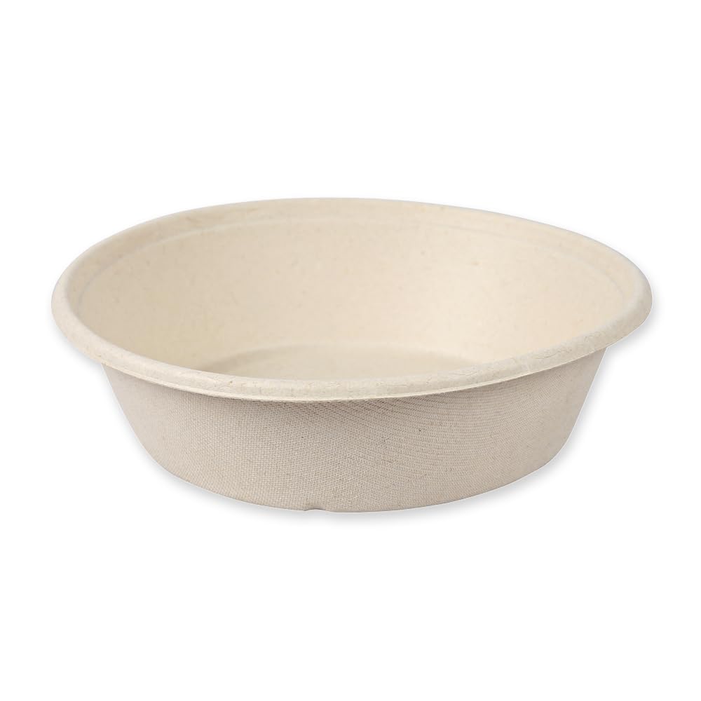 FRANZ MENSCH 480 Stück NATUREStar Schalen Rondo, rund | Zuckerrohr, weiß, V: 900ml, Ø: 19,4cm, H: 5,2cm, Karton, Zuckerrohrschalen,Einmalschale, Einwegschale