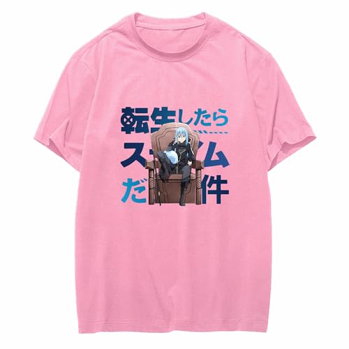 Anime That Time I Got Reincarnated as a Slime - Camiseta de algodón rosa con dibujos animados para fanáticos del manga Rimuru Tempest, cosplay, Rosa 3, M