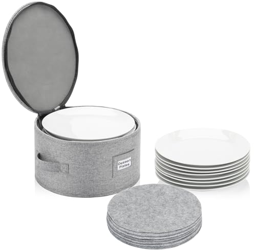 Estojo de armazenamento da China para tigelas ou pratos de sobremesa - serve em pratos de até 20 cm de largura - inclui 12 divisórias de feltro - capa dura e empilhável com interior totalmente