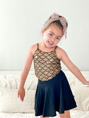 Made in USA Girls Cami Spaghetti Strap Tee Tshirt Fun Colorful Metallic Shiny Mermain Print Tank Top f4