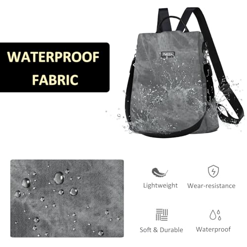 Image of Fmeida PU Leather Backpack Purse for Women Anti Theft Backpack Convertible Fashion Travel Purse Grey