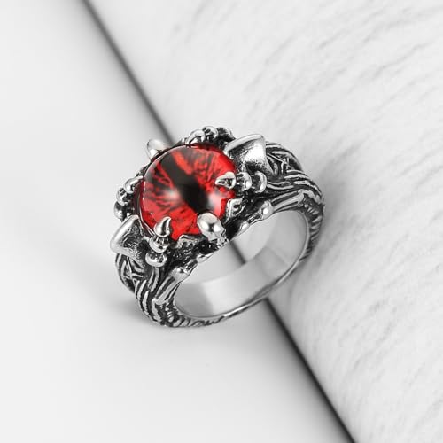 HZMAN Devil's Eye Ring for Men Biker Stainless Steel Gothic Punk Demon Claw Evil Eye Ring Halloween Jewelry Gift4