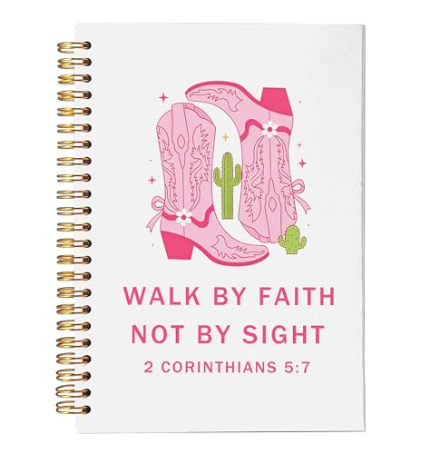 Carnet à spirales chrétien Walk by Faith 14x21cm journal Bible couverture rigide ligné