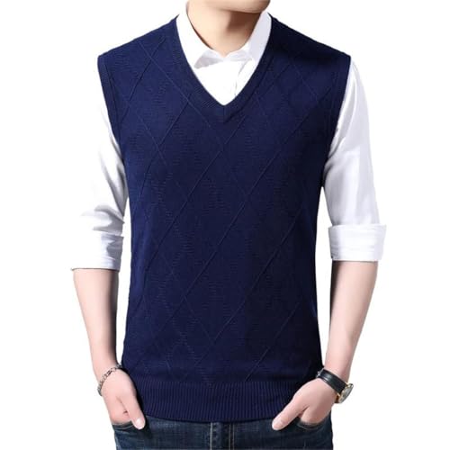 Men Wool Knit Basic Sweater Sleeveless Winter Business Smart Casual V Neck Vest2
