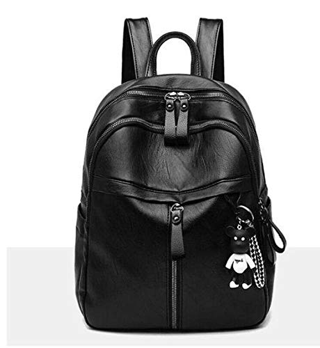 Mochila Em Couro Sintético Feminina Impermeável Sofisticada Oferta Preta