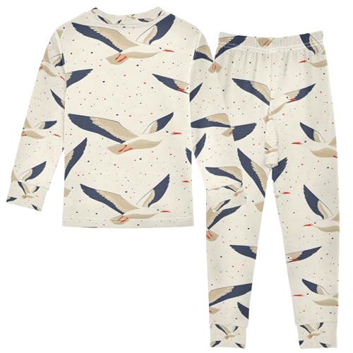 senya Flying Seagulls Dots Pajamas Set Long Sleeve Soft Cotton Sleepwear 2 Piece2