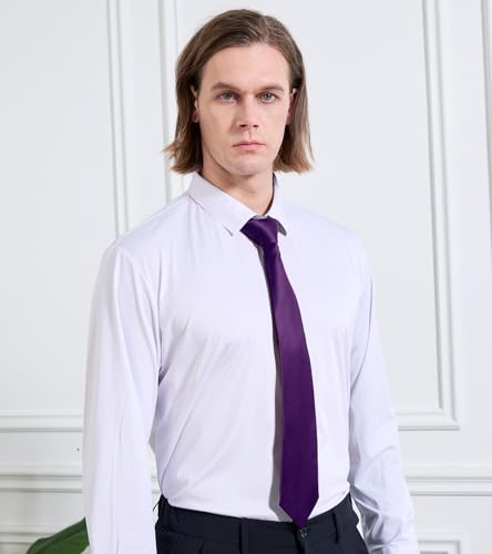 Image of KOOELLE Men's Ties Solid Pure Color Plain Neckties Formal Black Ties For Men