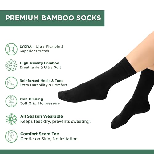 Bamboo Dress Socks, UltraSoft, Thin, Breathable, Seamless Toe, Casual, for Man and Women 4 Pairs2