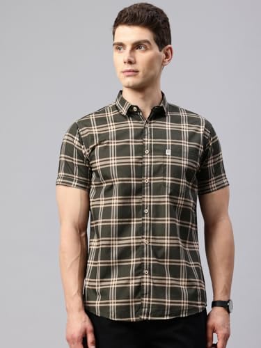 Image of Majestic Man Slim Fit Short Sleeve Checked Pure Cotton Casual Shirt