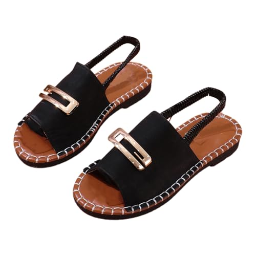 Dasongff - Sandalias para mujer, verano, cómodas, planas, transpirables, antideslizantes, sandalias, bohemias, sandalias ortopédicas, punta abierta, suelas gruesas, zapatos de playa, Negro , 36 EU