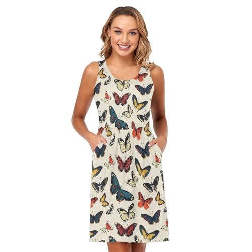 Image of ALAZA Women's Summer Dress Sun Dress Sleeveless with Pockets