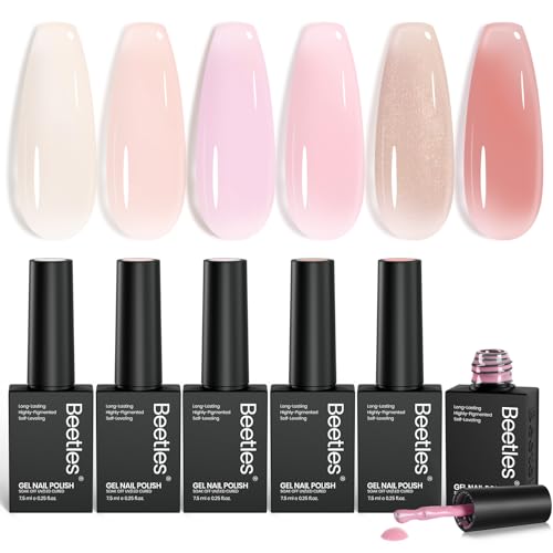 Beetles Jelly Gel Nail Polish Set - 6 Colors Nude
