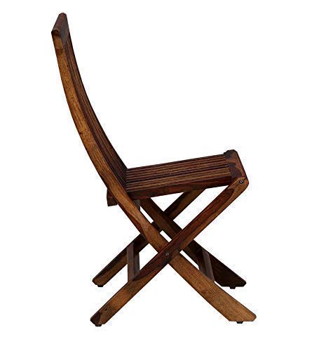Image of WELL KNOWN Solid Sheesham Folding Chair for Living Room | Foldable 2 Chairs for Outdoor, Garden & Balcony, Natural Teak Finish Space-Saving Design Perfect for Modern Homes