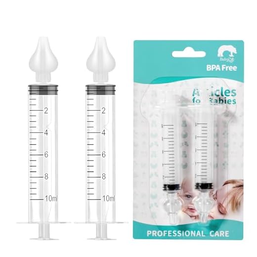 Diboniur Jeringa Lavado Nasal Bebe, 2 Piezas Jeringuilla Lavado Nasal Bebe 10 ml, Portátiles Lavado Nasal Bebe con Punta de Silicona Suave, Reutilizable Seringa Lavagem Nasal Bebe