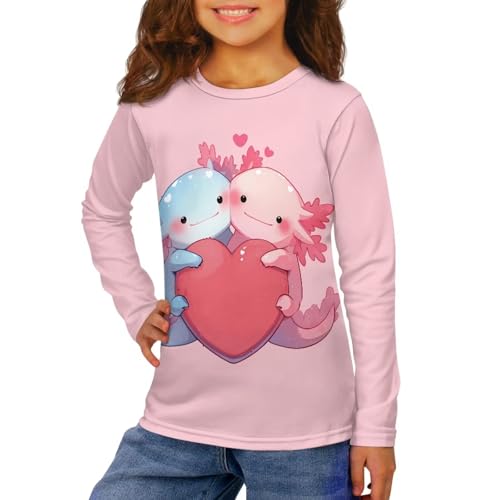 Long Sleeve Shirt for Girls Soft Cute Cartoon Graphic Crewneck Tee Loose Fit Basic Top for School, Sports