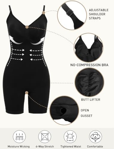 JEKAOYI Women's Shapewear Bodysuit Mid Thigh Tummy Control Body Shaper - image 5