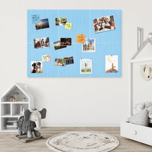 Image of QUIET CANVAS Acoustic Wall Slat Pinboard, 1x1ft, Pack 6, 50 PushPins Blue