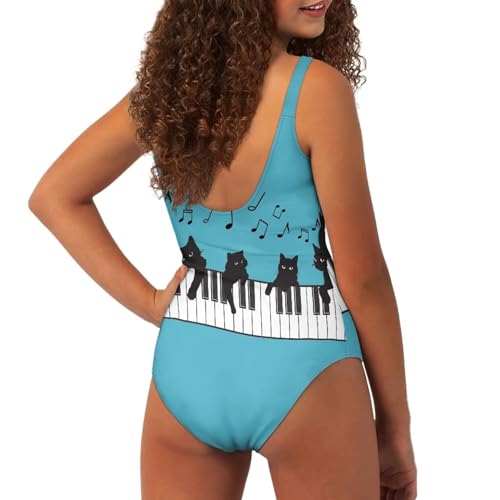 Image of One Piece Bathing Suit for Girl Kids Cute Beach Sport Swimwear U Back Scoop Neck Summer Swimming Pool Beachwear