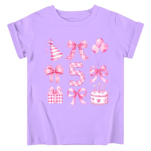 Image of Lovekider Girls Birthday T Shirts Cotton Short Sleeve T-Shirts Tee Party Clothing 3-6 Years