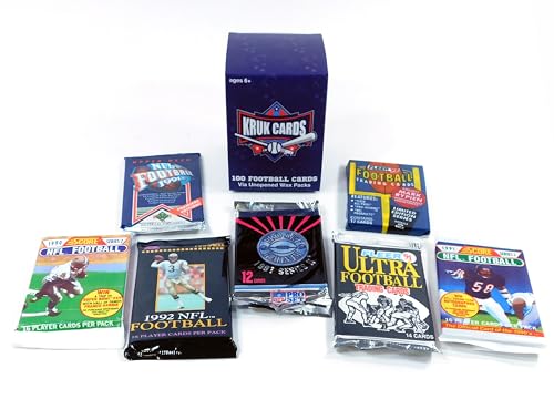 100 Vintage Football Cards in Older Factory Sealed Packs - Perfect for New Collectors and all Trading Card Lovers