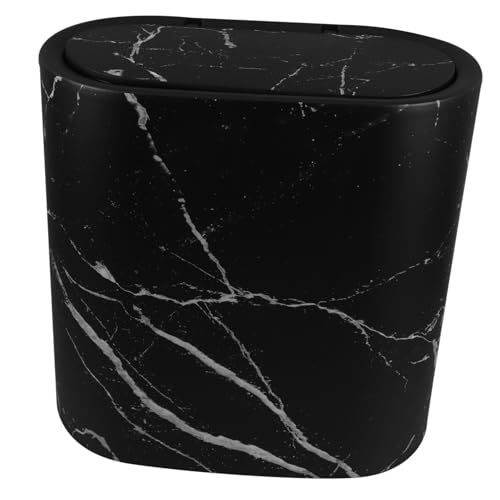 Basurero compacto rectangular negro para baño y cocina miniatura 1
